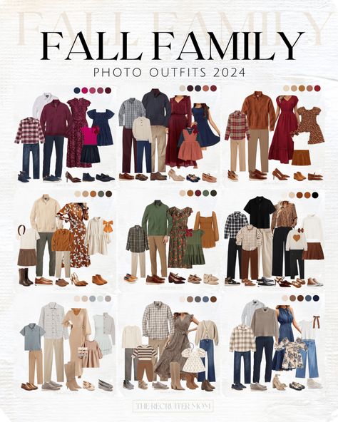 Fall 2024 | Family Photo Outfits Jean Fall Family Pictures, Red Truck Family Pictures Outfits, Family Picture Colors With Black, Family Photo Outfits 2024 Fall, Big Family Photo Shoot Ideas Outfits, Holiday Family Photo Outfits 2024, Fall Family Pics Outfits Color Combos, Late Fall Family Photos Outfit Ideas, New Years Family Outfits