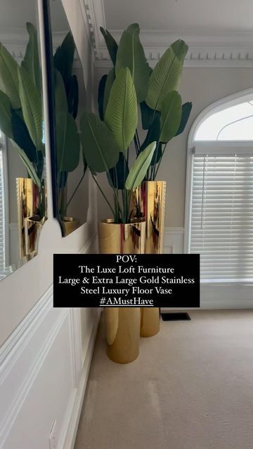 54K views · 6.7K likes | THE LUXE LOFT FURNITURE 👸🏾 on Instagram: "The Luxe Loft Furniture Large & Extra Large Gold Stainless Steel Luxury Floor Vase - IN STOCK NOW #AMustHave - plants not included THE LUXE LOFT FURNITURE 2618 DELMAR ST. LOUIS MO. 63103 CALL 📲314-224-5033 TEXT 💬314-728-3000 EMAIL 📧 sales@theluxeloftstl.com At THE LUXE LOFT FURNITURE we believe everyone has the right to a well-furnished life. 🌟 #furniture #glam #glamfurniture #modernfurniture #stl #stlfurniture #theluxeloftfurniture" Extra Large Floor Vases, Large Gold Floor Vase, Large Floor Vases Decor Ideas, Large Floor Vase Decor, Floor Vase Decorating Ideas, Tall Floor Vase Ideas, Extra Large Floor Vase, Floor Vases Decor, Floor Vase Decor