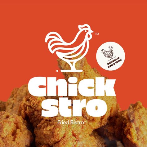 Chickstro, a fast-food chain under the Chickesto umbrella, specializes in serving tantalizingly crispy chicken dishes. Our objective was to craft a brand that resonates with the youth demographic, fostering a jovial and welcoming ambiance. The task at hand was to forge a brand identity that exudes the spirited essence of our establishment. We devised a dynamic and lively brand identity that mirrors our core principles and character. Our logo showcases an endearing and whimsical chicken masco... Chicken Branding Design, Fried Chicken Branding, Chicken Graphic Design, Chicken Branding, Food Brand Logo, Fast Food Branding, Chicken Restaurant Logos, Fast Food Logo, Food Brand Logos