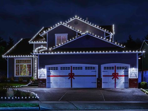 Learn how to install DIY permanent Christmas lights to avoid climbing up on a snowy roof every year around the holidays. Christmas Light Controller, Christmas Lights On House, Holiday Lights Outdoor, Christmas Lights Outside, White Christmas Lights, Diy Christmas Lights, Hanging Christmas Lights, Christmas House Lights, Christmas Lighting