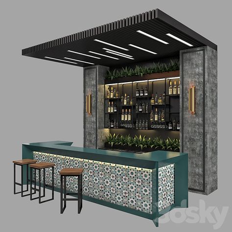 Restaurant Bar 1.0 - Restaurant - 3D model Restaurant Counter Design Modern, Island Bar Design Restaurant, Restaurants Design Exterior, Scandinavian Bar Design, Small Bar Interior, Back Bar Design Restaurant, Bar Inspiration Restaurant, Bar Interior Design Modern, Bar Ideas For Restaurants