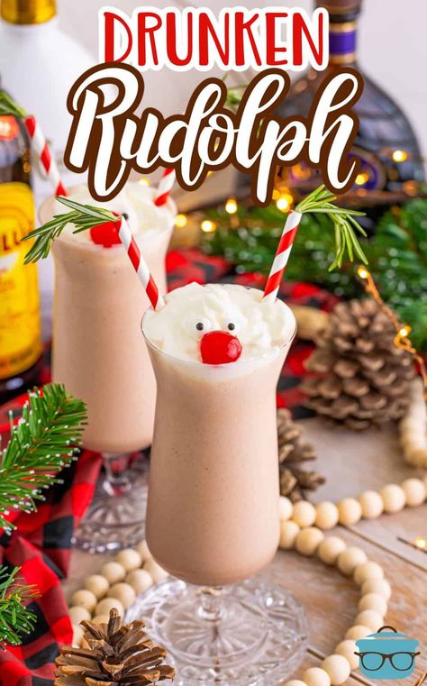 Drunken Reindeer Drink, Drunken Rudolph Drink, Rudolph Drink, Drunken Rudolph, Easy Christmas Drinks, Drunken Desserts, Kahlua Recipes, Holiday Entertaining Food, Holiday Beverages