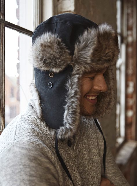 Faux-leather trapper hat | Le 31 | Men's Trapper Hats: Shop for a Winter Trapper Hat | Simons Mens Trapper Hat, Vienna Winter, Fur Hat Men, Trapper Hat Men, Mens Hats, Mens Fur, Cold Fits, Trapper Hat, Winter Hats For Men