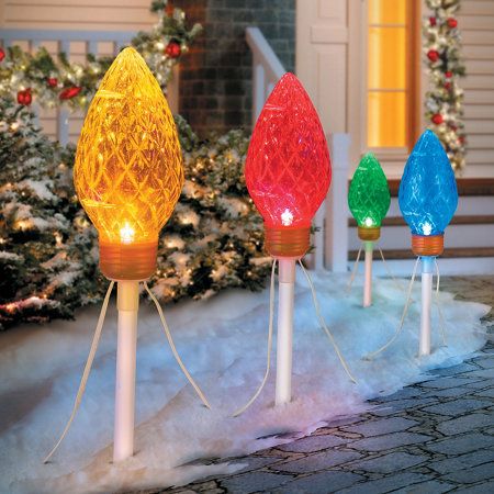 Symphony of Lights Christmas Pathway Lights-Set of 4 Old Fashioned Christmas Lights, Christmas Pathway Lights, Christmas Garden Decorations, C9 Christmas Lights, Outdoor Decorative Lights, Lawn Decorations, Christmas Light Bulbs, Lawn Lights, Novelty Lights