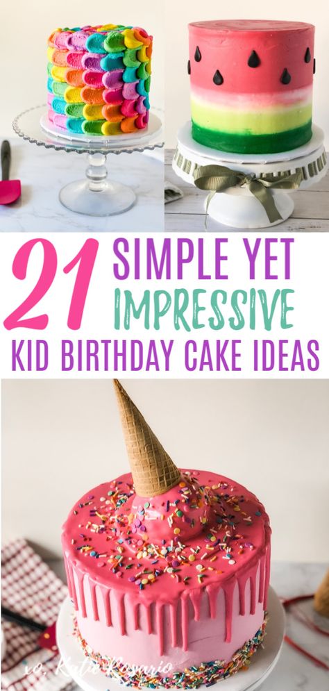 Need cool and creative kid birthday cake ideas? These kid cake ideas are perfect for beginner bakers, and your kids can help too! Each cake design has its own easy to follow tutorial and video to help you succeed. Here's to all the fantastic kid birthday cakes you'll make! #xokatierosario #kidsbirthdaycake #kidcakesideas #buttercreamcake #cakedecoratingtips Kids Cake Ideas, Kid Birthday Cake, Easy Cakes For Kids, Easy Kids Birthday Cakes, Cakes For Kids, Diy Birthday Cake, Cake Decorating For Beginners, Homemade Birthday Cakes, Cake Decorating Classes