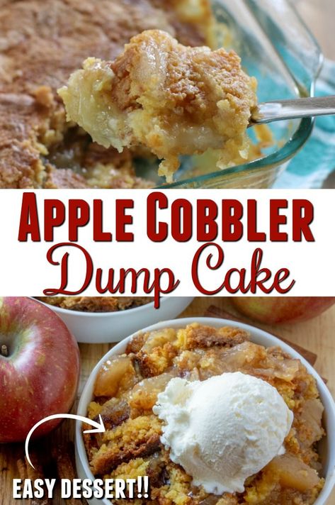 This Apple Cobbler Dump Cake recipe is so easy to make. Perfect for a family gathering or anytime you are craving something sweet. #cobbler #dumpcake #desserts Apple Cobbler Dump Cake, Easy Apple Dump Cake, Cobbler Dump Cake, Apple Dump Cake Recipe, Easy Dump Cake Recipe, Apple Dump Cake, Cobbler Recipes Easy, Apple Cobbler Recipe, Apple Desserts Easy