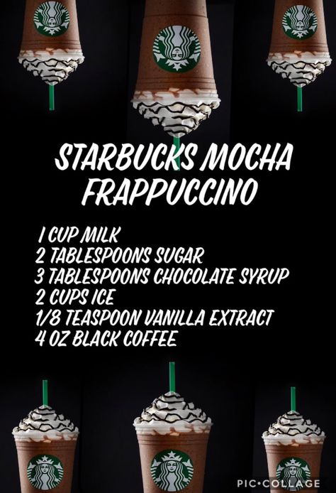 Starbucks Recipes Frappuccino Chocolate, Starbucks Mocha Drinks Recipes, How To Make Mocha Coffee At Home, Chocolate Frappe Recipe, Coffee Drinks Recipes, Cold Coffee Drinks Recipes, Mocha Frappe Recipe, Homemade Coffee Drinks, Starbucks Mocha