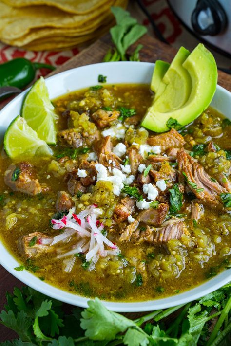 Chili Verde Recipe, Chili Verde, Authentic Mexican Recipes, Verde Recipe, Pork Stew, Crock Pot Recipes, Mexican Cooking, Tortilla Soup, Latin Food