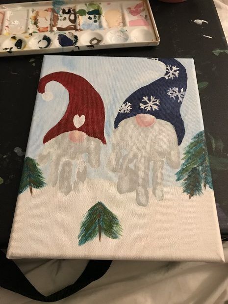 Gnome Handprint Craft, Gnome Handprint, Baby Christmas Crafts, Handprint Christmas, Baby Art Projects, Footprint Crafts, Toddler Arts And Crafts, Handprint Craft, Handprint Crafts