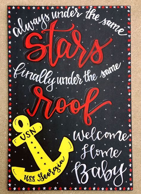 Navy Welcome Home Signs, Soldier Homecoming Signs, Deployment Homecoming Signs My Husband, Deployment Homecoming Decorations, Navy Homecoming Signs, Deployment Homecoming Ideas, Deployment Welcome Home Signs, Welcome Home Military Signs, Welcome Back Home Surprise Ideas Husband