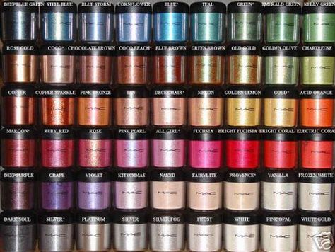 MAC pigments chart Make Up Kits, Mac Pigment, Mac Eyeshadow, Mac Makeup, Makati, Makeup Foundation, Makeup Kit, All Things Beauty, Beautiful Makeup