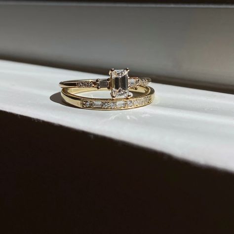 EMERALD CUT DIAMOND MELODY RING Emerald Cut Engagement Rings Vintage, Gold Emerald Cut Engagement Ring, Baguette Wedding Rings, 1920s Engagement Ring, Vale Jewelry, Jennie Kwon, Window Panes, Emerald Cut Diamond Engagement Ring, Future Engagement Rings