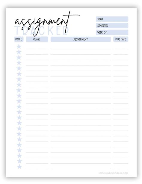 Assignment trackers are the perfect way to keep track of daily and weekly schoolwork, keep you organized, and increase productivity. Our FREE assigment trackers offer a variety of options to take on your school journey. Study List Planner, Homework Tracker Printable Free, School Assignment Planner, School Homework Planner, Study Timetable Template, Business Planner Organization, Homeschool Student Planner, Study Planner Printable Free, Study Guide Template