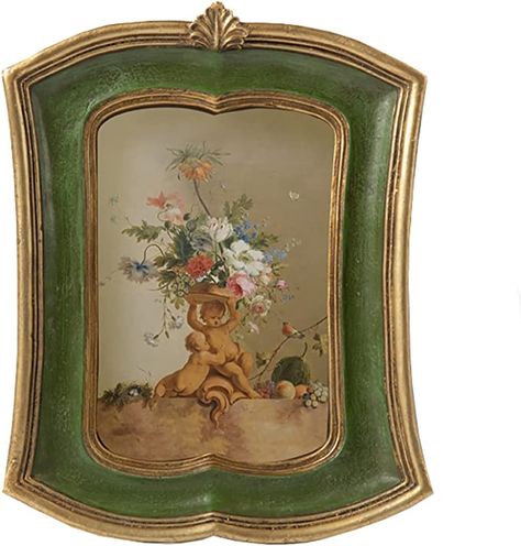 Amazon.com - Kangce Vintage Picture Frame 4x6 Antique Ornate Photo Frame Tabletop and Wall Hanging Old-Fashioned Picture Frame, Decorative Retro Design Home Décor, Photo Gallery, Art, Green - Green Picture Frames, Mini Picture Frames, Vintage Picture Frame, Small Picture Frames, Ornate Picture Frames, Antique Picture Frames, 4x6 Picture Frames, Vintage Sculpture, Picture Frame Decor