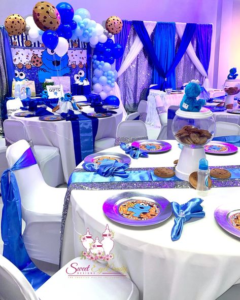 Baby Cookie Monster, Monster Baby Showers, Gender Reveal Baby Shower Themes, Baby Shower Princess Theme, Baby Gender Reveal Party Decorations, Baby Shower Party Themes, Baby Shower Pictures, Cookie Monster Party, Cookie Monster Birthday