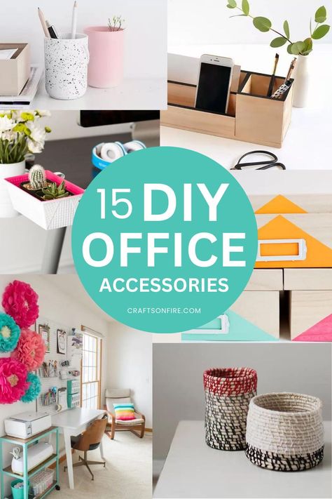 diy office acessories Cute Diy Office Decor, Office Diy Ideas, School Office Decorating Ideas, Office Gifts Diy, Desk Decor Ideas Office, Diy Desk Organization, Work Desk Decor, Diy Office Decor, Desk Organization Diy