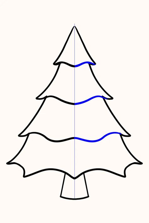 How to draw a Christmas tree step by step How To Draw Christmas Tree Step By Step, How To Draw A Simple Christmas Tree, Different Ways To Draw Christmas Trees, Half Christmas Tree Drawing, How To Draw A Christmas Tree, Christmas Tree Sketch Simple, Christmas Tree Cartoon Drawing, Step By Step Chrirmas Tree, Christmas Tree Drawing Easy