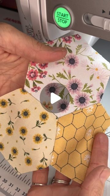 Hexagon Sewing Projects Ideas, Machine Quilting Hexies, How To Make A Hexagon Quilt, Hexagon Fabric Projects, Sewing Hexagons Together, Quilt As You Go Hexagon Quilts, How To Sew Hexies Together By Machine, Hexagon Baby Quilt Pattern, Sewing Hexies By Machine