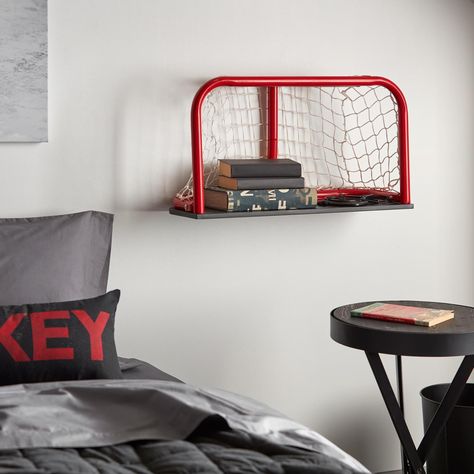 Boys Hockey Bedroom, Hockey Bedroom Decor, Hockey Themed Room, Hockey Room Decor, Hockey Nets, Hockey Bedroom, Hockey Room, Hockey Decor, Sport Bedroom