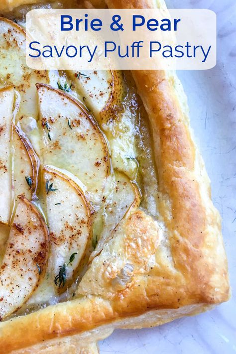 Buttery Desserts, Pear Puff Pastry, Brie And Pear, Baked Brie Puff Pastry, Pear And Brie, Brie Tart, Puff Pastry Recipes Savory, Savory Puff Pastry, Brie Puff Pastry