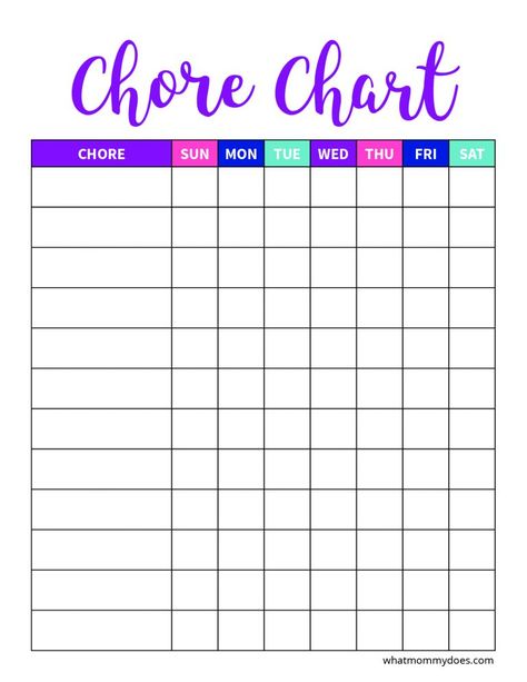 Use this free blank printable weekly chore chart to teach children responsibility and get some help around the house! The cute family chore chart template is perfect for keep track of all tasks done in the home. Chore Calendar, Kids Chore Chart Printable, Weekly Chore Chart, Free Printable Chore Charts, Chore Chart For Toddlers, Template Meme, Daily Chore Charts, Toddler Chores, Weekly Chore Charts