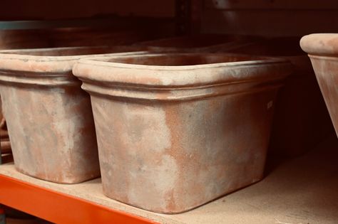 Italian Terra Cotta Box Pot | Detroit Garden Works Italian Terra Cotta Pots, Detroit Garden Works, Narrow Balcony, Garden Works, Terracotta Pots, Terra Cotta, Glass Blowing, Trash Can