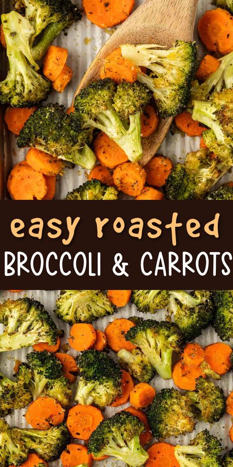 Looking for a simple veggie side dish for dinner? These easy roasted broccoli and carrots are so flavorful and simple to make. We love this recipe! Roast Broccoli And Carrots, Carrot And Broccoli Side Dish, Roasted Broccoli Cauliflower And Carrots, Oven Roasted Broccoli And Carrots, Vegtables Sides Roasted, Broccoli And Carrots Side Dishes, Carrots And Broccoli Recipes, Broccoli And Carrot Recipes, Roasted Carrotts