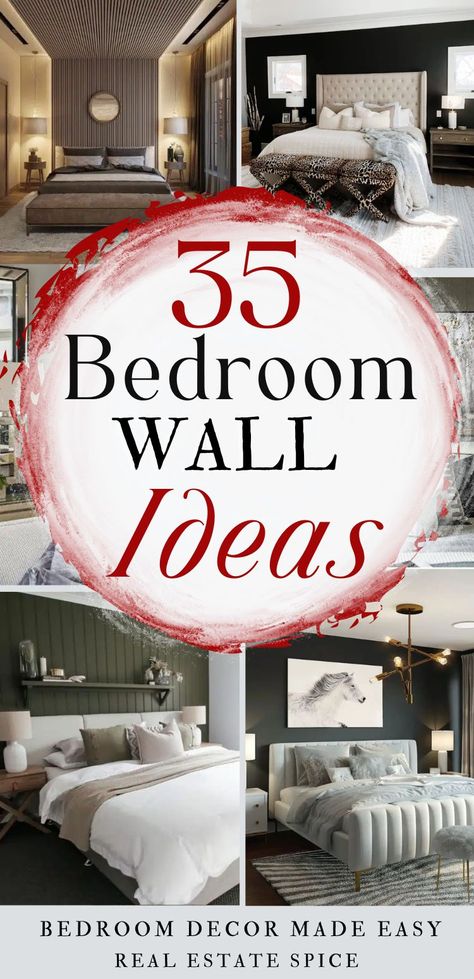 35 Undeniably Chic Bedroom Wall Decor Ideas . . #bedroomdecor #bedroomwall #abovethebed #bedroomideas #bedroom #masterbedroom via @https://www.pinterest.com/realestatespice/_created/ Art In Bedroom Wall, Master Room Bed Back Wall Design Bedroom, Cool Bedroom Wall Ideas, Masterbedroom Decor Ideas, Back Bed Wall Design, Bedroom Wallpaper Ideas Master Feature Wall, Wall Behind Bed Decor Ideas Master Bedrooms, Master Bedrooms With Accent Wall Paint, Master Bed Makeover Bedroom Ideas