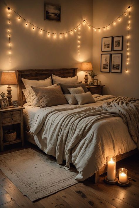 Cute Small Apartment Ideas Bedroom, Rustic Country Room Ideas Bedrooms, Cozy Dark Bedroom Aesthetic Comfy, Rustic House Bedroom, Vintage Aesthetic Bedroom Ideas, Modern Cozy Bedroom Neutral, Farmhouse Bathroom Rustic, Earthy Bedrooms, Cozy Rustic Bedroom