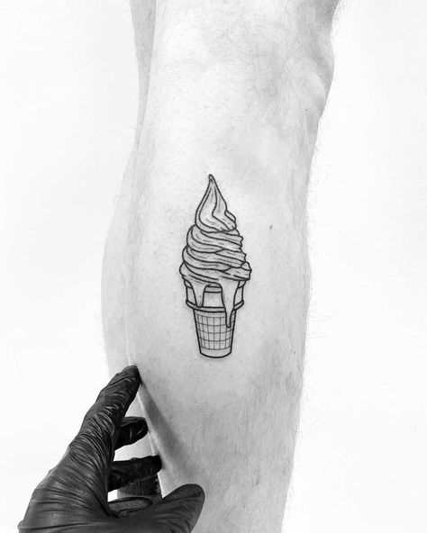 Ice Cream Tattoo, Cream Tattoo, Pikachu Tattoo, Line Art Tattoo, Cup Tattoo, Ancient Tattoo, Delicious Ice Cream, Dope Tattoos For Women, Line Art Tattoos