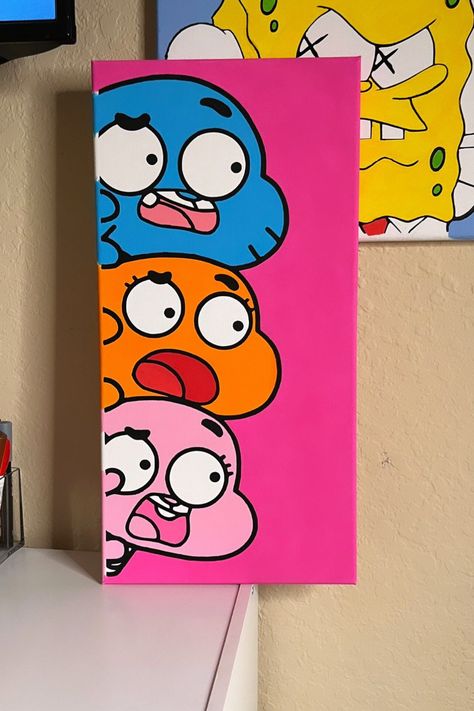 Kaws Style Art, 10 X 20 Canvas Painting Ideas, 12x16 Canvas Paintings, Easy Things To Paint On Big Canvas, Cute Drawings For Room Decor, Things To Draw For Wall Decor, Things To Paint On Black Canvas Easy, Painting Ideas Cool Trippy, Things To Draw On A Big Canvas