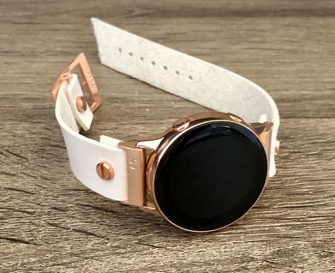 White Leather Rose Gold Samsung Galaxy Active Band, Rose Gold Galaxy Watch Active2 Bracelet 40mm 44mm, Vegan Leather Rose Gold Watch Band Luxury Rose Gold Leather Watch Accessories, Trendy Watches Women, Luxury Rose Gold Leather Watch Band, Samsung Watch Women Rose Gold, Rose Gold Leather Strap Watch Bands, Trendy Watches Women Fashion, Samsung Galaxy Watch 5 Bands, Wristband Design, Men's Watches