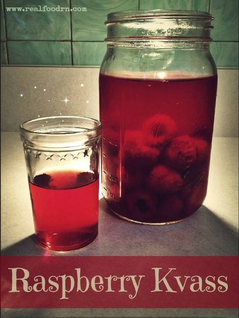 How to make Raspberry Kvass. Delicious an good for your digestive health! | Real Food RN Kvass Recipe, Fermented Beverages, Fermented Recipes, Beet Kvass, Nourishing Traditions, Fermentation Recipes, Ginger Slice, Homemade Wine, Fermented Drink