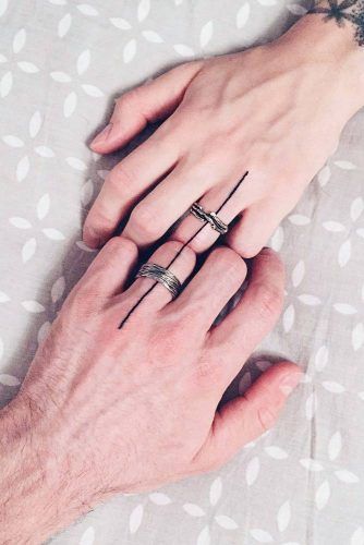 Simple Couples Tattoos, Element Tattoo, Finger Tattoos For Couples, Ring Tattoo Designs, Wedding Band Tattoo, Puzzle Tattoos, Best Couple Tattoos, Small Couple Tattoos, Cute Couple Tattoos