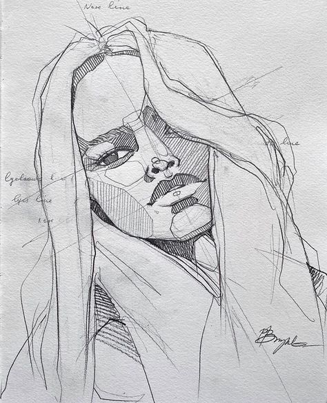 Side Portrait Drawing, Sketches Faces, Shadow Sketch, See Drawing, Polina Bright, Drawing Portraits, Fineliner Art, Side Portrait, Female Drawing