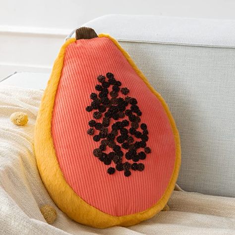 Fruit Throw Pillows, Fun Bed Pillows, Fun Pillows Bed, Fun Shaped Pillows, Fun Couch Pillows, Fun Pillows For Couch, Fruit Couch, Food Shaped Decor, Vegetable Pillow