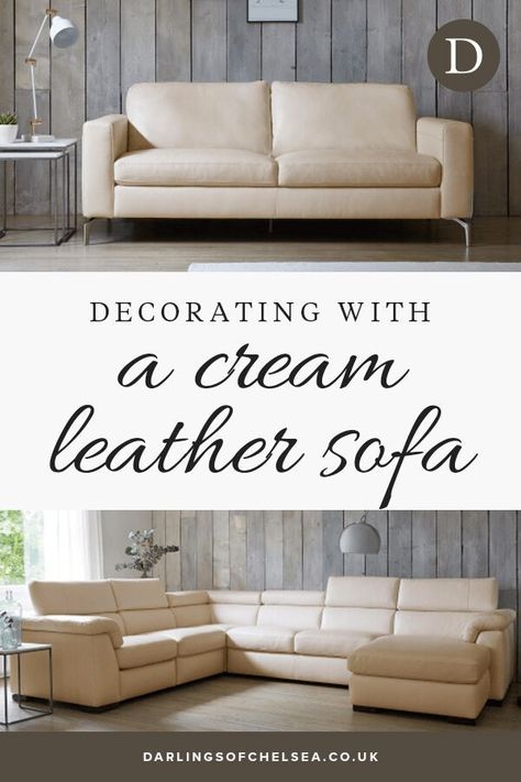 Decorating with a neutral colour like cream can seem easy, but it’s still important to select colours, fabrics and accessories carefully to achieve a coherent scheme. We show you how. #creamsofa #luxurysofa #darlingsofchelsea Cream Sofa Living Room Color Schemes, Cream Leather Sofa Living Room, Beachy Boho Living Room, Living Room Inspiration Farmhouse, Leather And Fabric Sofa, Leather Sofa Decor, Cream Sofa Living Room, Living Room Vibes, Winter Living Room Decor