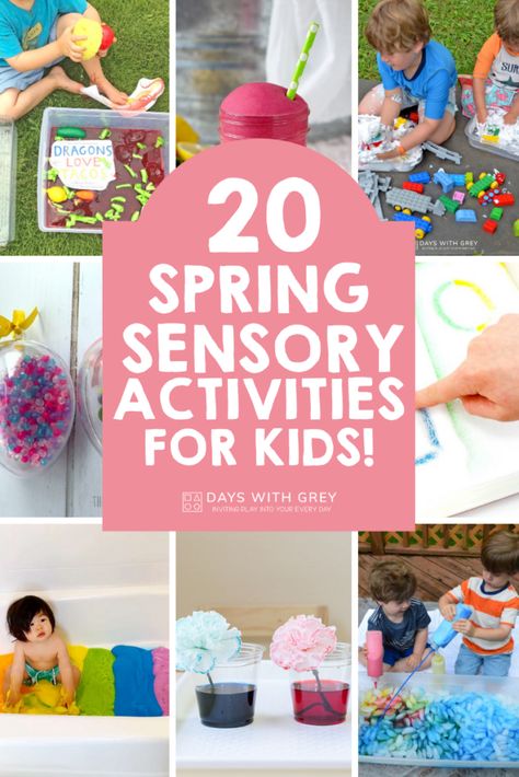 Spring sensory play activities Sensory Spring Activities For Preschool, Spring Sensory Play, Toddler Spring Activities, Spring Activities For Kids, Spring Sensory, Sensory Play Activities, Spring Snacks, Sensory Activities For Preschoolers, Spring Science