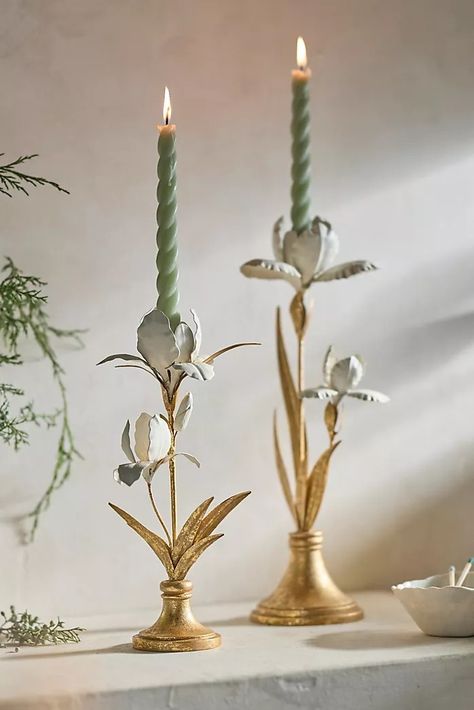 Candle Holders, Lanterns & Candlestick Holders | Anthropologie Anthropologie Candle, Taper Candle Holder, Taper Holders, Galvanized Iron, Taper Candle Holders, Unique Candles, Hand Poured Candle, Lantern Candle Holders, Plant Life