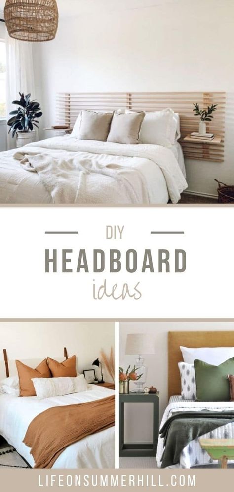 Diy Bed Frame And Headboard, Simple Bed Design, Bed Without Headboard, Beautiful Bed Designs, Diy Bed Headboard, Diy Wood Headboard, Simple Bed Designs, Bedroom Decoration Ideas, Diy Headboard Upholstered