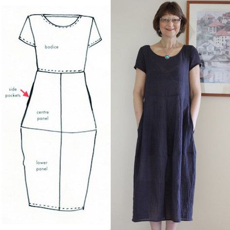 A sewing pattern review for Tessuti Eva Dress. Pattern reviews help sewers choose the right patten so that they have success with their sewing projects. Sukienki Maksi, Linen Dress Pattern, Dress Patterns Diy, Shift Dress Pattern, Eva Dress, Linen Shift Dress, Dress Patterns Free, Trendy Sewing, Dress Sewing Patterns