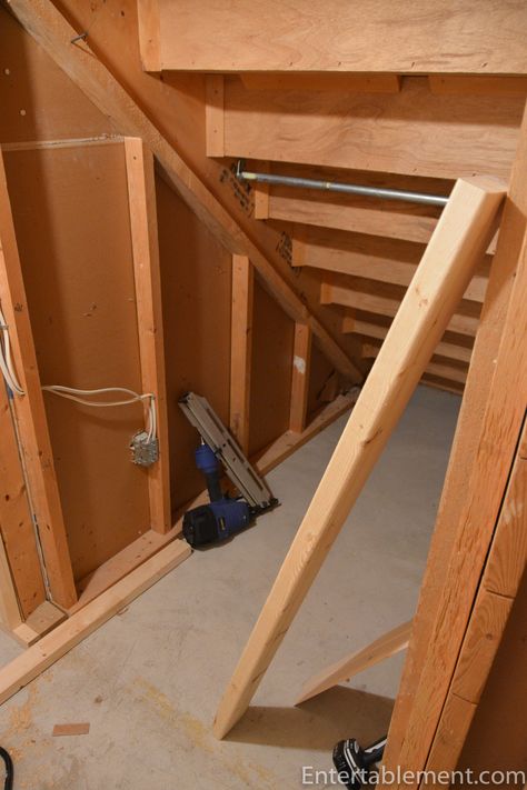 Playhouse Under Basement Stairs, Under Stair Playhouse Ideas, Basement Stairs Playhouse, Understairs Playhouse Diy, Under The Stair Playhouse, Under The Steps Playhouse, Under Stairs Clubhouse, Secret Under Stairs Room, Basement Wall Cabinet Ideas