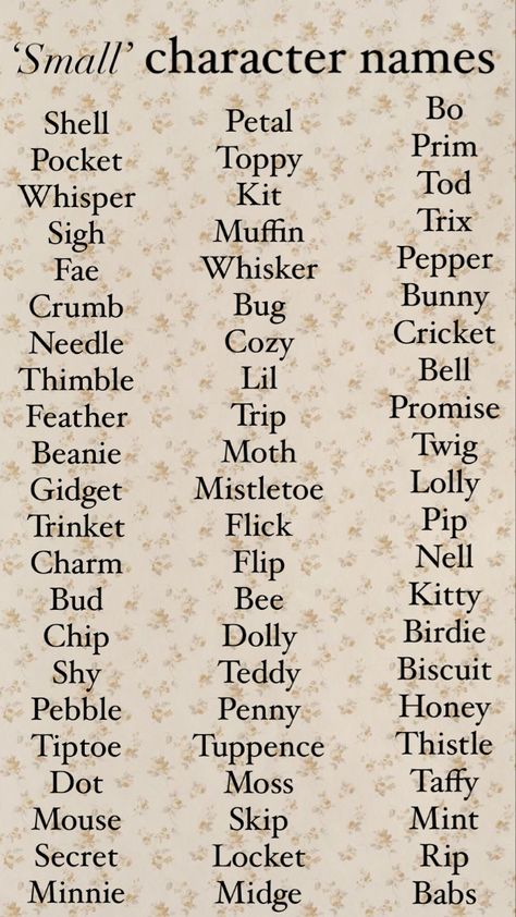 Character and pet name list. Small names. Names For Dnd Characters, Fairy Last Names, Names For Magical Creatures, Names For Fairies, Clothes Styles Names List, Cute Names For Characters, Scary Names For Characters, Cute Fairy Names, Fun Names Ideas