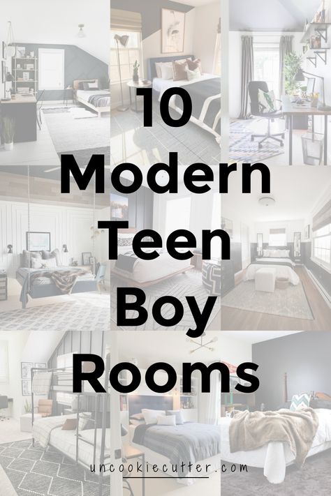 We are thinking about redoing our teen boys room and while I was looking for inspo, I rounded up 10 teen boy room ideas from my fav bloggers! Bedroom For Teenagers Boys, Teen Desk Ideas Boy, Small Teen Room Ideas For Boys, Teenage Room Decor Boy Bedroom Ideas, Teen Bed Room Ideas, Ideas For Teenage Boys Room, Neutral Teen Boy Room, Teens Bedroom Boys, Small Bedroom For Teen Boy