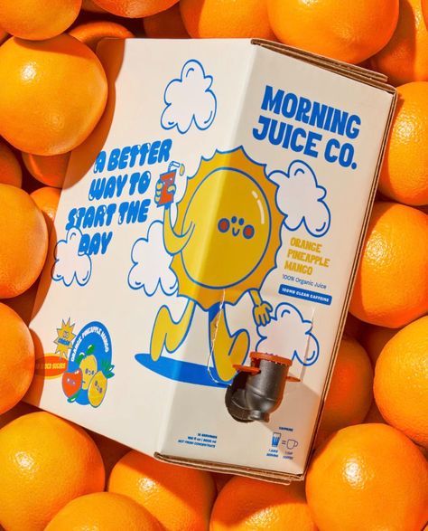 Andrea on X: "OMFG —this OJ actually contains caffeine and L-theanine LMAOOO nooooo—not even orange juice is safe 😭😂‼️ https://t.co/PHp3gzXa0b" / X Juice Branding Design, Desain Merek, Retro Packaging, Typography Packaging, Morning Juice, Sunny Disposition, Juice Branding, Juice Packaging, 광고 디자인