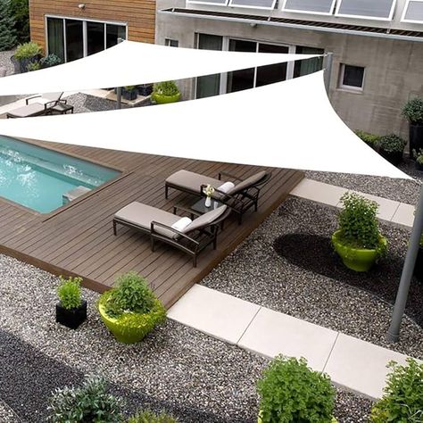 Amazon.com : SHADEWIZ Triangle 32' x 32' x 32' White Sun Shade Sail Canopy Awning for Patio Backyard Lawn Garden Outdoor Activities Grade UV Block Mesh Netting, We Can Make Custom Sizes : Patio, Lawn & Garden Pool Canopy Ideas, Ombra Pergola, Pool Canopy, Spa Landscaping, Beacon House, Moderne Pools, Pool Shade, Sail Canopies, Backyard Shade