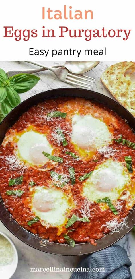 Eggs In Purgatory, Italian Eggs, Italian Breakfast, Italian Recipes Traditional, Spicy Tomato Sauce, Easy Italian, Breakfast Brunch Recipes, Stuffed Sweet Peppers, Italian Dishes