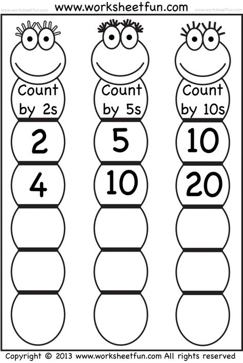 Skip Counting by 2, 5 and 10 – Worksheet / FREE Printable Worksheets – Worksheetfun Caterpillar Worksheets, Skip Counting Kindergarten, Skip Counting By 5, Skip Counting By 5's, Skip Counting Worksheets, Skip Counting By 2, Counting Worksheets For Kindergarten, Counting By 10, Counting By 5's