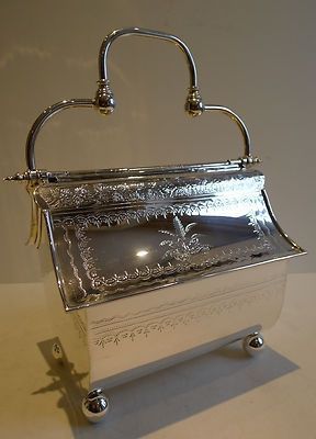 Fabulous Unusual Antique English Biscuit Box / Server c.1880 Silver Things, Silver Service, Biscuit Jar, Butler's Pantry, Silver Tea, Vintage Silverware, Antiques For Sale, Silver Art, Silver Pieces