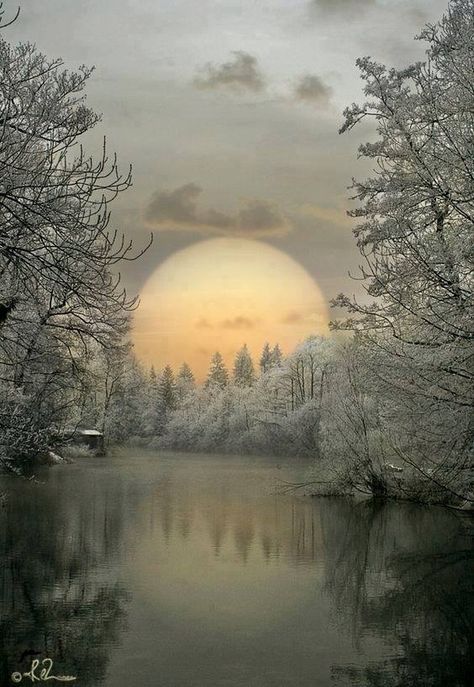 Sunset Watercolor, Painting Sunset, Watercolor Sky, Winter Scenery, Flowers Wallpaper, Beautiful Moon, Snow Scenes, Winter Pictures, Winter Landscape